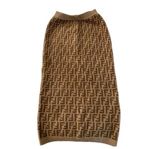 Fendi Tan Monogram Pencil Skirt